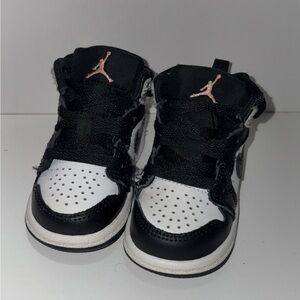 Baby Jordan 1s Black pink and White
